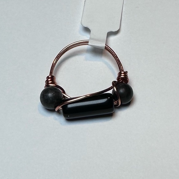 Obsidian and Labradorite ring hand made copper - Picture 1 of 5